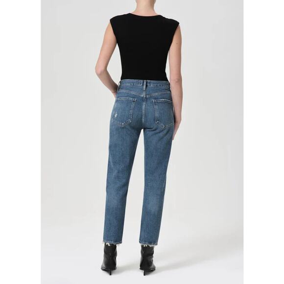 Agolde Womens Riley Jeans High Rise Straight Crop Leg Denim Frequency Size 30 - Picture 2 of 9